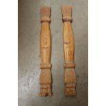 Pair of carved oak columns.