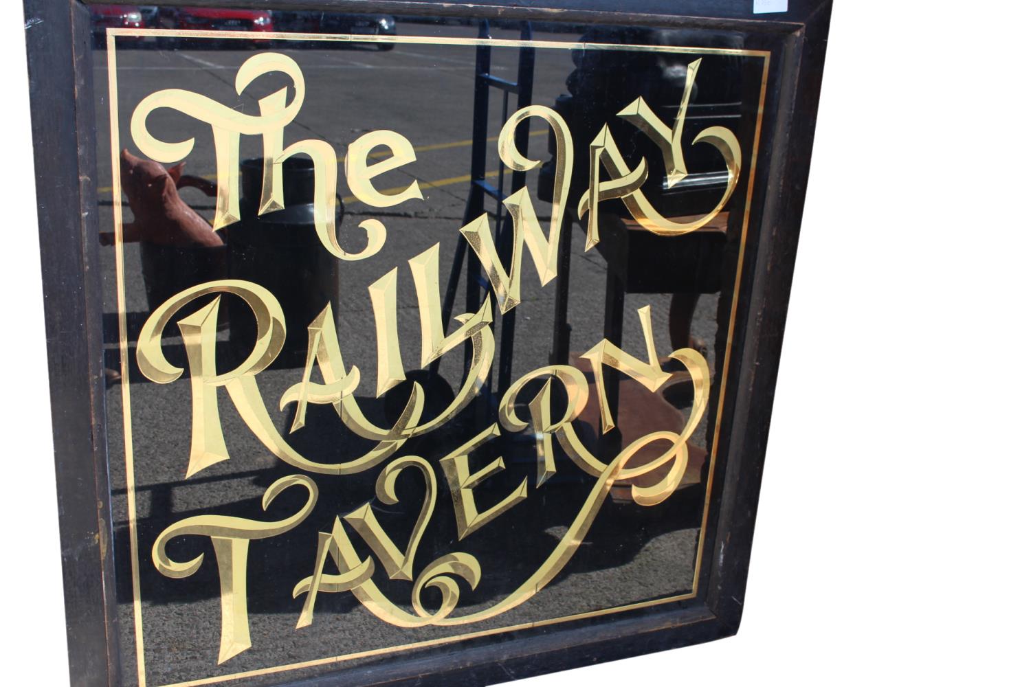 Double sided The Railway Tavern hanging advertising sign.