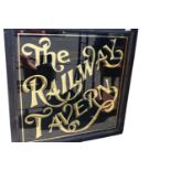 Double sided The Railway Tavern hanging advertising sign.