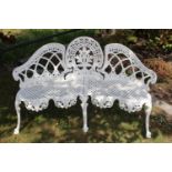 Cast aluminium three seater garden bench.