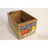 Early 20th C. New Zealand Apples advertising fruit box.