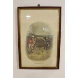 19th C. coloured golfing print in wooden frame.