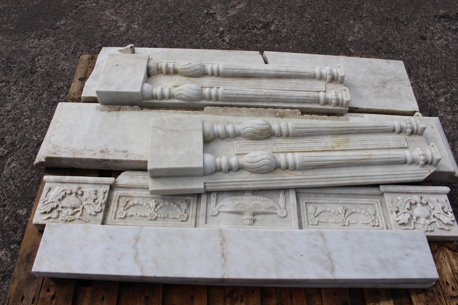 Two carved marble fire places with some damage. - Image 2 of 2