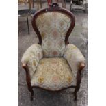 Mahogany upholstered arm chair.