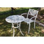 Aluminium garden table and chair.