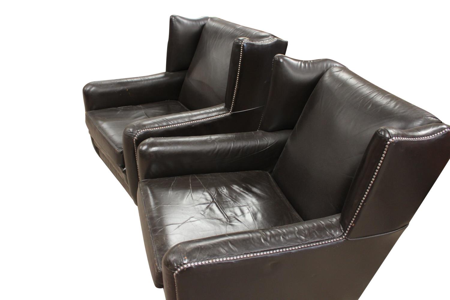 Pair of leather wing back easy chairs. - Image 2 of 2