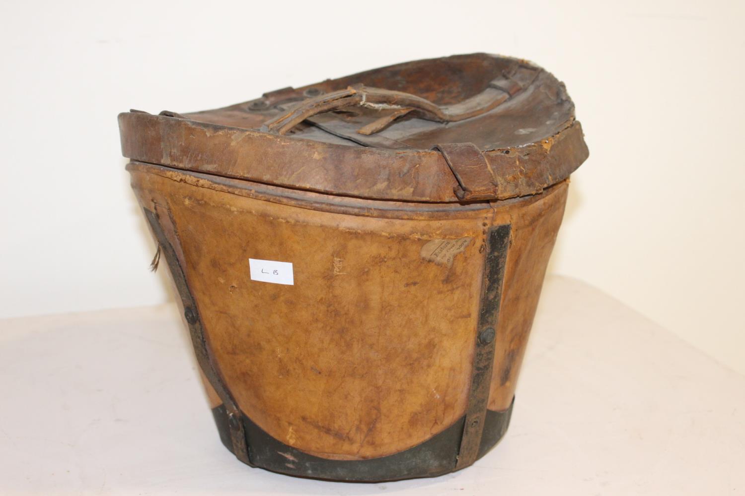 Early 20th C. leather hat box.