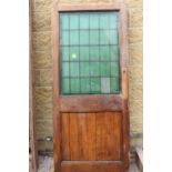 Two 19th C. oak leaded glass doors.