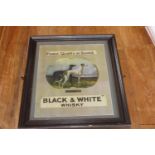 Framed Black and White Greyhound Whisky advertising print.