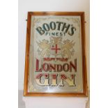 Booth's Finest London Gin framed advertising mirror.