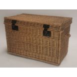 Early 20th C. wicker laundry basket.