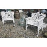 Pair of cast iron garden seats.