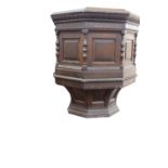 19th C. carved oak pulpit.