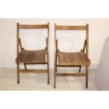 Pair of 1950's wooden folding deck chairs.
