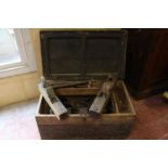 19th C. carpenters tool box with tools.