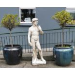 Good quality pair of glazed terracotta planters Bay trees not included.