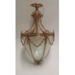 Exceptional quality gilded brass hanging lantern.