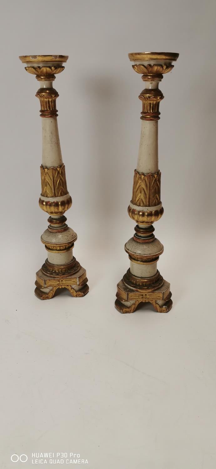 Pair of decorative gilt wood and gesso lamp bases.