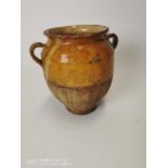 Rare 18th C. French glazed teracotta confit pot.