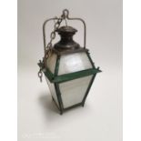 Early 20th C. metal and brass hanging lantern.