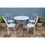 19th C. five piece wrought iron garden set.