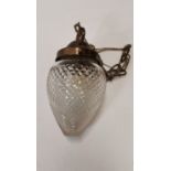Early 20th C. cut glass and brass hanging light.