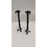 Pair of early 20th. C. wrought iron candle holders.