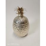 Silver plated ice bucket in the form of a pineapple.