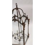 Brass and glass hall lantern.