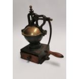 19th. C. brass and cast iron coffee grinder.