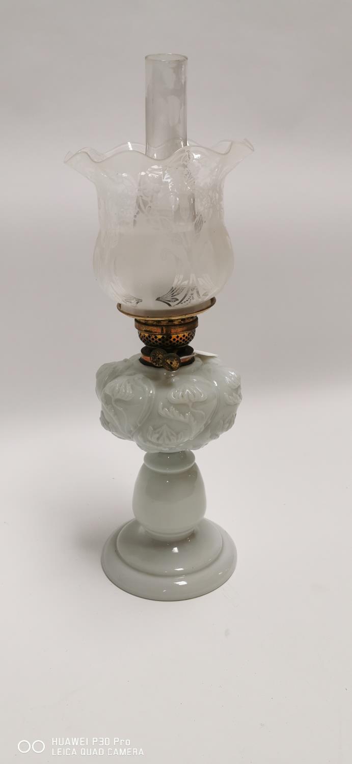 19th. C. milk glass lamp.