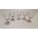 Set of five 19th C. glass goblets.