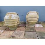 Rare pair of 19th C. terracotta olive pots.