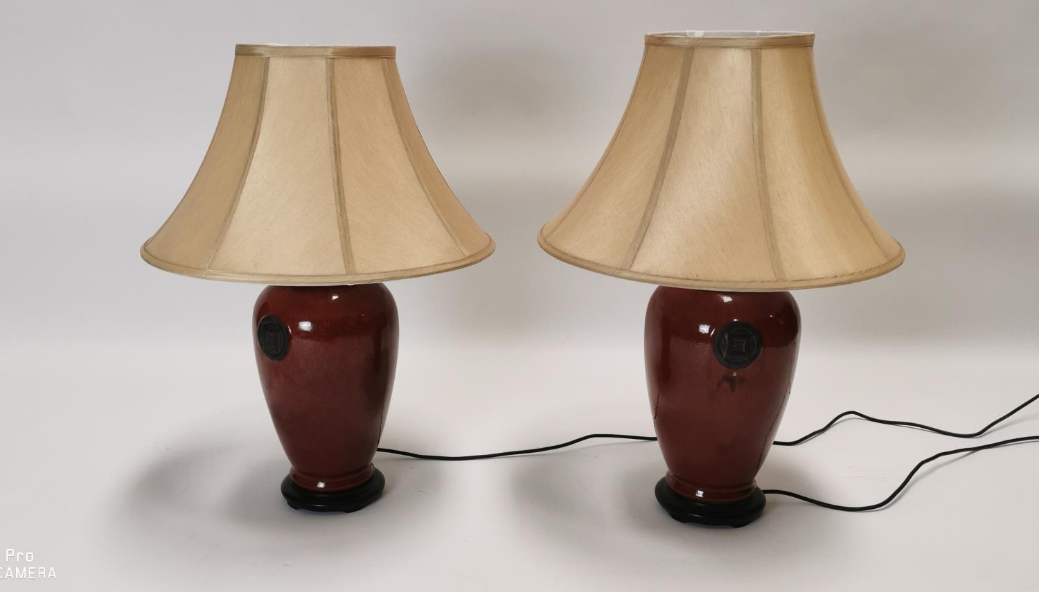 Pair of ceramic table lamps.