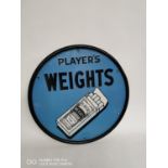 Rare Player's Weights pictorial cigarette enamel advertising sign.