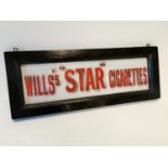 Rare Wills Star enamel advertising sign in original frame.