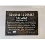 Somerset and Dorset Company Rules cast iron plaque.