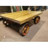 Vintage industrial coffee table. (43 cm H x 125 cm w X 20 cm D