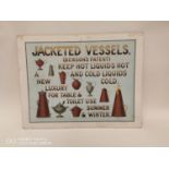 Jacketed Vessels Benson's Patent cardboard adevrtising sign.