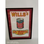 Will's Oil Varnish framed advertising showcard