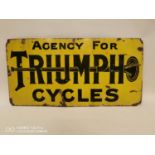 Agent For Triumph Cycles enamel advertising sign.