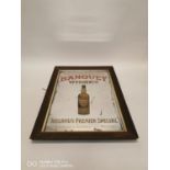 Rare Framed Banquet Irish Whisky pictorial advertising mirror.