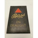 Bass on Draught slate advertising sign. (48 cm H x 31 cm W).