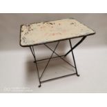 Early 20th. C. metal folding pub table.