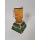 Carlsburg Draught glass and perspex counter advertisement.