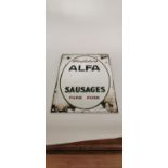 Early 20th C. Alfa Sausages advertising mirror.