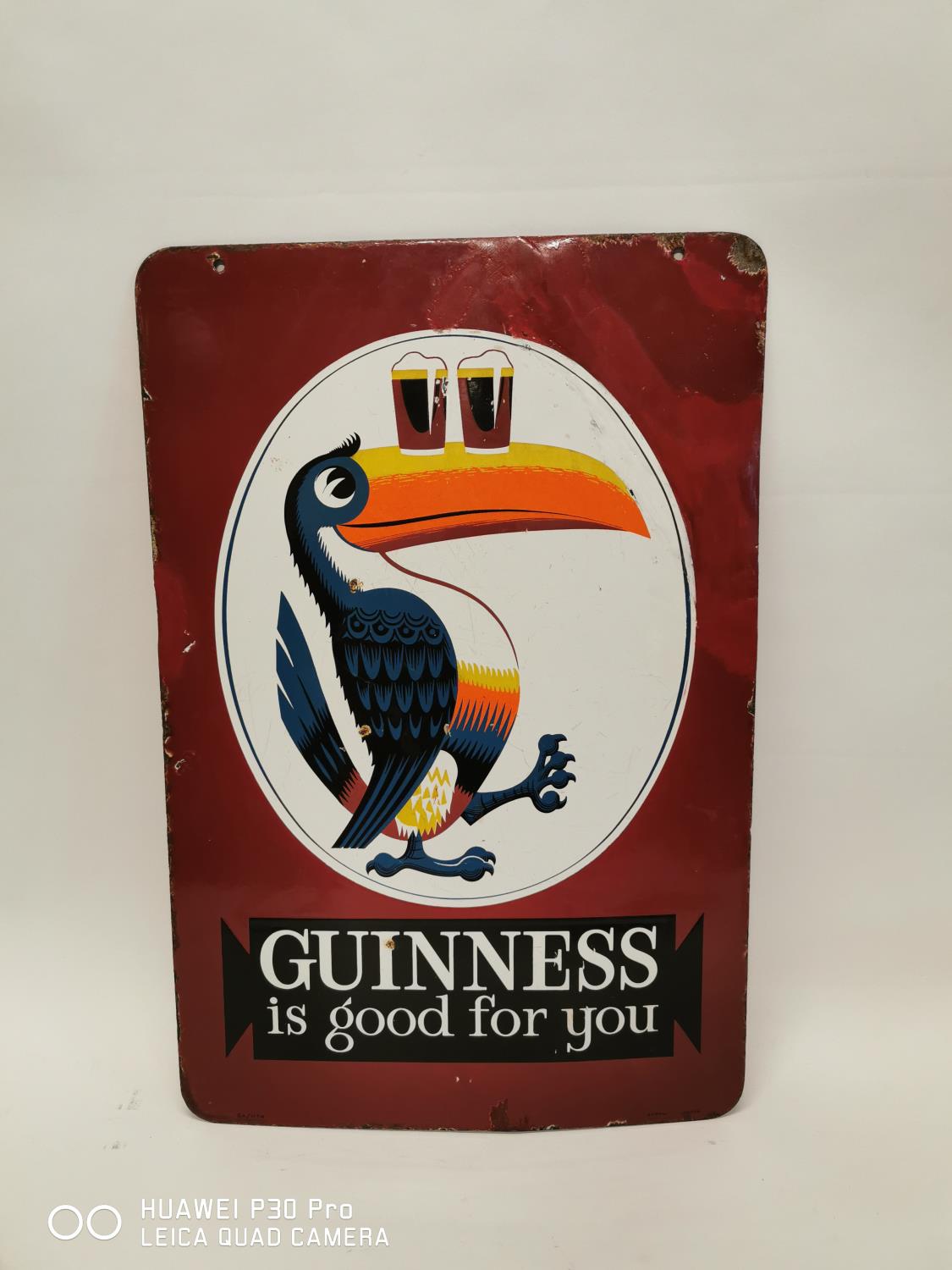 Rare Guinness Is Good For You Toucan enamel advertising sign.