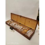 Early 20th. C. Chemist's set in original pine box. (10 cm H x 86 cm L x 21 cm D).