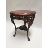 Good quality 19th. C. cast iron pub table with mahogany top.