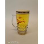 Carlsberg Lager advertisement in the form of a glass of lager.